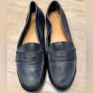 Coach Odette Black Leather Slip-On Shoes